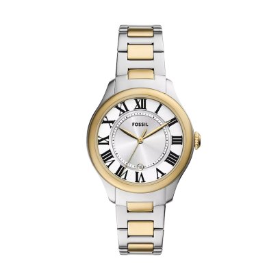 Fossil นาฬิกา Gilmore Three-Hand Date Two-Tone  Stainless Steel Watch ES5396 นาฬิกาข้อมือผู้หญิง