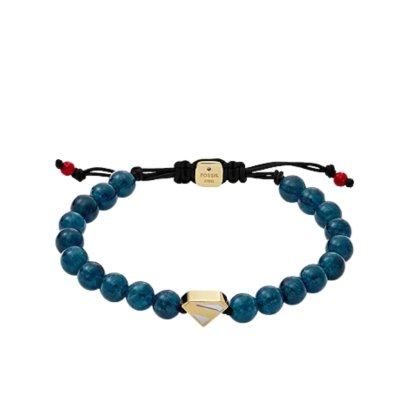 Fossil Men  Superman x Fossil Navy Blue Stainless Steel Beaded Bracelet - JFC04891998 กำไลข้อมือ