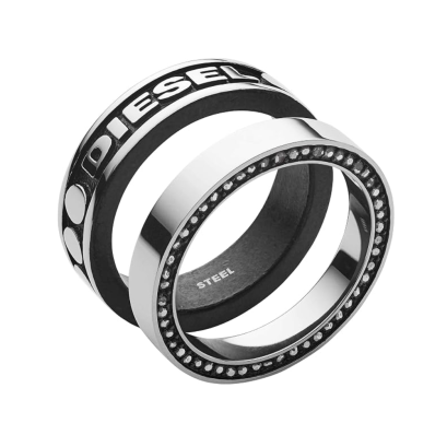 DIESEL JEWELRY RING DX117004010 RG STUD STACK BND SILVER แหวน ไซส์ 10