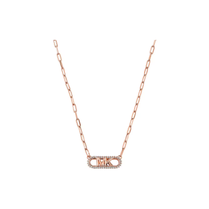 Michael Kors 14K Rose Gold-Plated Sterling Silver Pavé Empire Link Pendant Necklace  MKC1655CZ791