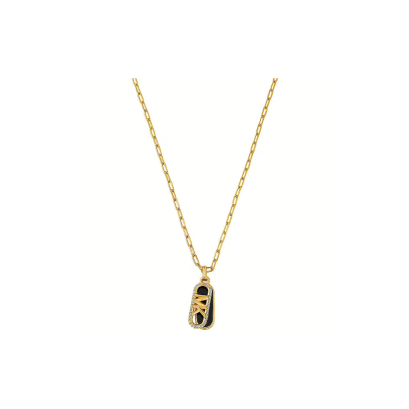 Michael Kors 14K Gold-Plated Black Onyx Dog Tag Necklace MKJ8274MM710