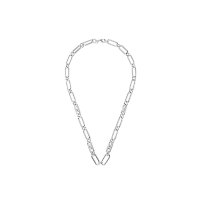 Michael Kors Platinum-Plated Empire Link Chain Necklace MKJ828400040
