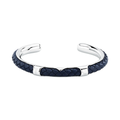 Maserati Jewellery JM226AVE40  LEATHER BANGLE SS BLUE BRACELET BASE สร้อยข้อมือ