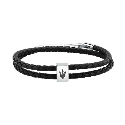 Maserati Jewellery JM226AVE44  LEATHER BR SS DG BLACK BRACELET BASE สร้อยข้อมือ