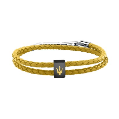 Maserati Jewellery JM226AVE45  LEATHER BR SS DG+YG BRACELET BASE สร้อยข้อมือ