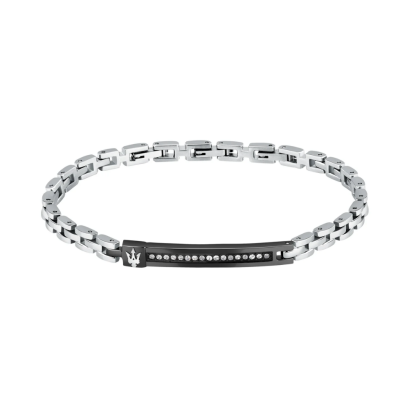 Maserati Jewellery JM424AVD58  ICONIC BR SS BLACK CRYSTAL 18+3.5CM BRACELET BASE สร้อยข้อมือ