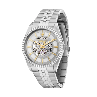 MASERATI R8823100007 COMPETIZIONE 41MM AUT SIL DIA SS BR Men watch นาฬิกาข้อมือ นาฬิกา ผู้ชาย