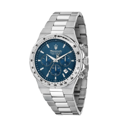 MASERATI R8873640029 SFIDA 41MM CHR BLUE DIA SS BR Men watch นาฬิกาข้อมือ นาฬิกา ผู้ชาย