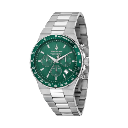 MASERATI R8873640030 SFIDA 41MM CHR EMERALD DIA SS BR Men watch นาฬิกาข้อมือ นาฬิกา ผู้ชาย