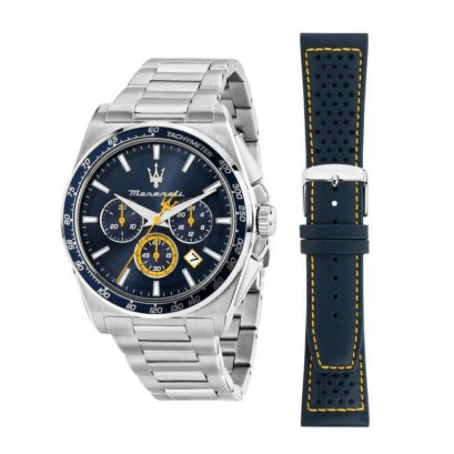 นาฬิกา Maserati Velocitá  Chronograph Quartz Watch, Blue, 43 mm, R8873652001 นาฬิกาข้อมือผู้ชาย