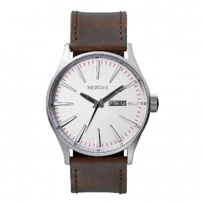 Nixon SENTRY LEATHER SILVER / BROWN