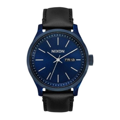 Nixon SENTRY LUXE รุ่น NXA12633168-00 นาฬิกาข้อมือผู้ชาย สายหนัง สีน้ำเงิน/ดำ หน้าปัด 42 มม. SENTRY LUXE BLUE ACET