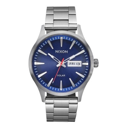 Nixon Sentry Solar SS รุ่น NXA13465091-00 พลังงานแสงอาทิตย์ Sunray/Silver หน้าปัด 42 มม. SENTRY SOLAR NAVY SILVER