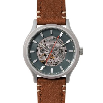 Nixon Spectra Leather NXA13725195-00 นาฬิกาข้อมือผู้ชาย สายหนัง สีน้ำตาล SPECTRA LTHR GNMTL BAS SIEN