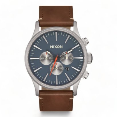 Nixon Sentry รุ่น NXA13915195-00 นาฬิกาข้อมือผู้ชาย สายหนัง สีน้ำตาล SENTRYCHRONOLTHR GNMTL BAS SIE