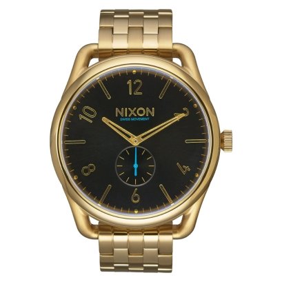 NIXON NXA951510-00 stainless steel analog mens watch 45mm. นาฬิกา นาฬิกาข้อมือ นาฬิกาข้อมือผู้ชาย C45 SS ALL GLD BLK 16