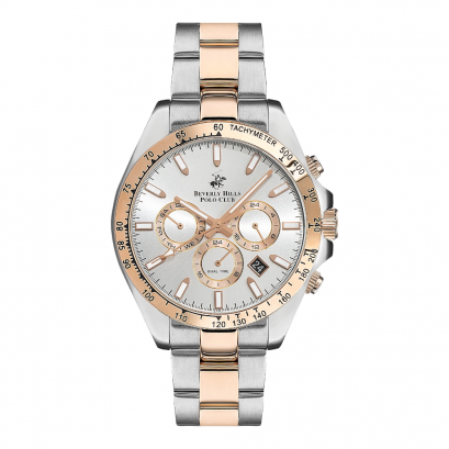 Beverly Hills Polo BP3127X.530 นาฬิกาข้อมือผู้ชาย Chronograph สายสแตนเลส Silver/Rose Gold