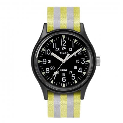 Timex TW2R81000 MK1 Aluminum นาฬิกาข้อมือผู้ชาย สายผ้า สีเหลือง หน้าปัด 40 มม.