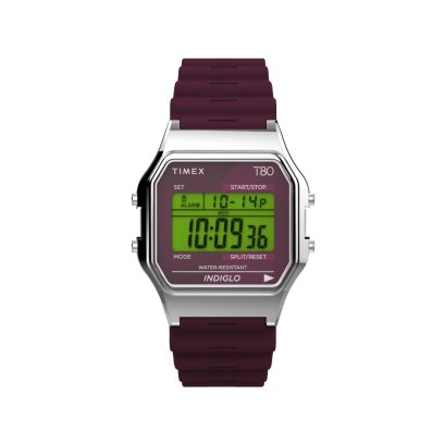 Timex TW2V41300  T80 Special Projects นาฬิกาข้อมือ Unisex Burgundy หน้าปัด 34 มม.