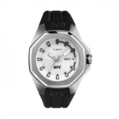 Timex TW2V57200 UFC PRO นาฬิกาข้อมือผู้ชาย สายซิลิโคน Black/Silver หน้าปัด 44 มม.