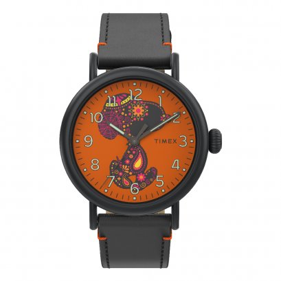 Timex Standard x Peanuts Featuring Snoopy Dia de los Muertos 40mm Leather Strap Watch TW2V60800