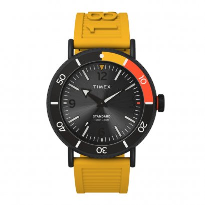 TIMEX TW2V71600 STANDARD นาฬิกาข้อมือผู้ชาย สายเรซิ่น สีเหลือง หน้าปัด 43 มม.