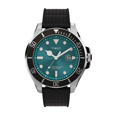Timex TW2V91700  Harborside Coast 43mm Synthetic Rubber Strap Watch  SILVER-TONE นาฬิกา นาฬิกาข้อมือ นาฬิกาข้อมือผู้ชาย