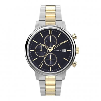 TIMEX TW2W13300 Chicago นาฬิกาข้อมือผู้ชาย สายสแตนเลส สีเงิน/ทอง หน้าปัด  45 มม.