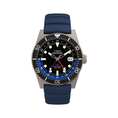Timex TW2W75100 Deepwater Reef 200 GMT 41mm Synthetic Rubber Strap Watch