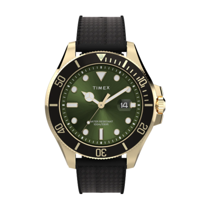 Timex TW2Y05300 Harborside Coast 44mm  GREEN Rubber Strap Watch นาฬิกา นาฬิกาข้อมือ นาฬิกาข้อมือผู้ชาย