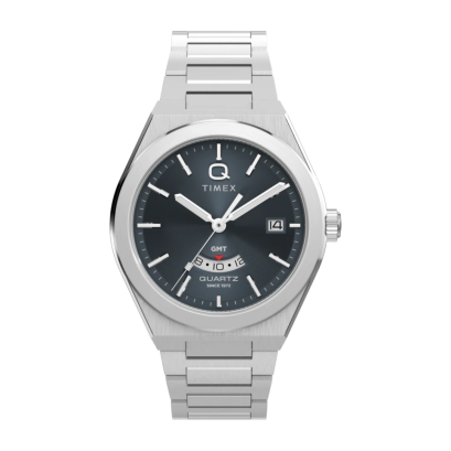 Timex TW2Y12100   Q Timex Continental GMT 39mm Stainless Steel Bracelet Watch SILVER นาฬิกา นาฬิกาข้อมือ นาฬิกาข้อมือผู้ชาย