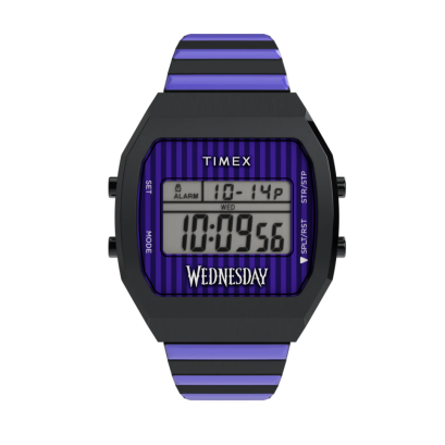 Timex TW2Y19500 Timex x Wednesday T80 36mm Stainless Steel Black and Purple Expansion Band Watch  นาฬิกา นาฬิกาข้อมือ นาฬิกาข้อมือผู้ชาย