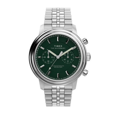Timex  TW2Y23600 Waterbury Metropolitan Chronograph 41mm Stainless Steel Bracelet Watch  นาฬิกา นาฬิกาข้อมือ นาฬิกาข้อมือผู้ชาย