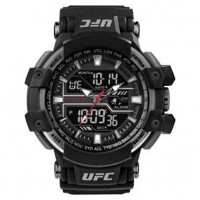 Timex TW5M51800 UFC Combat นาฬิกาข้อมือผู้ชาย สายเรซิ่น สีดำ หน้าปัด 42 มม.