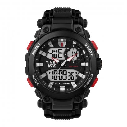 Timex TW5M52800 UFC Impact นาฬิกาข้อมือผู้ชาย สายเรซิ่น สีดำ หน้าปัด 50 มม.