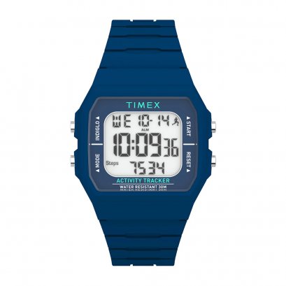 TIMEX TW5M55700 ACTIVITY&amp;STEP TRACKER นาฬิกาข้อมือผู้ชายและผู้หญิง Digital สายซิลิโคน สีน้ำเงิน หน้าปัด 40 มม.