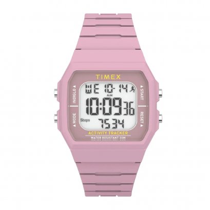 TIMEX TW5M55800 ACTIVITY&amp;STEP TRACKER นาฬิกาข้อมือผู้ชายและผู้หญิง Digital สายซิลิโคน สีชมพู หน้าปัด 40 มม.