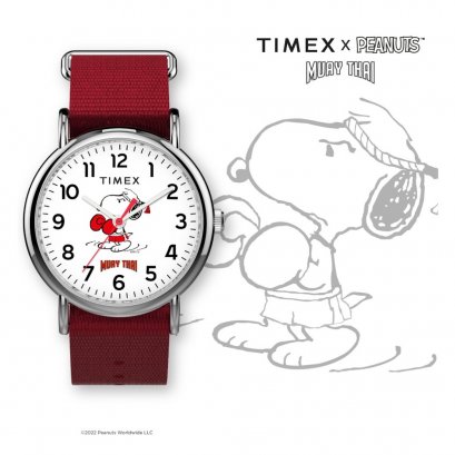 Timex TWLB54100 MUAYTHAI PEANUTS นาฬิกาข้อมือ Unisex สีแดง หน้าปัด 38 มม.