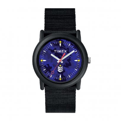 Timex TWLB68100 Camper Camo นาฬิกาข้อมือผู้ชายและผู้หญิงสีดำ หน้าปัด 34 มม.