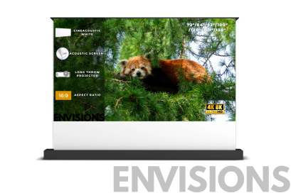 CineAcoustic White Floor Rising Screen (จอโปรเจคเตอร์ทะลุเสียง เลื่อนขึ้นจากพื้น ซ่อนเก็บได้ รองรับลำโพงหลังจอ)