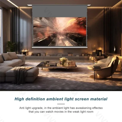 VIVIDSTORM PHANTOM Recessed In-Ceiling Motorized Tension Obsidian Long Throw ALR Projector screen