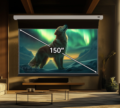 VIVIDSTORM 150" Lite Hyper Slimline Motorized Tension Lenticular ALR Projector Screen for UST Projector