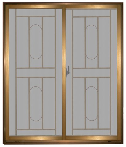 เหล็กดัดประตู 210x200 สีโอ๊คดำ/สีขาว