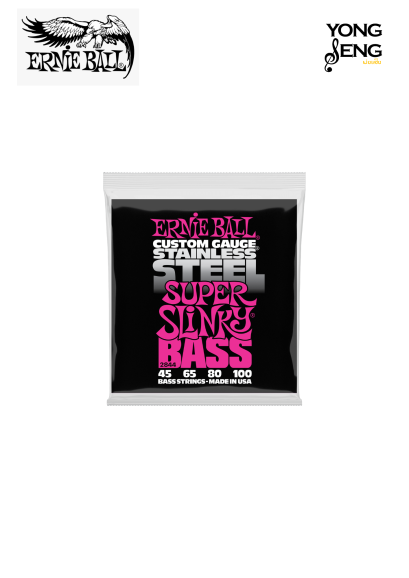 สายกีตาร์เบส Ernie Ball รุ่น Slinky Stainless Steel Super Slinky Stainless Steel Electric Bass Strings