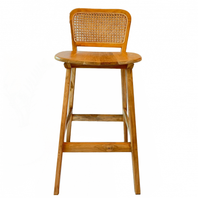 Square-shaped high-legged rattan backrest chair.
