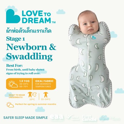 Love To Dream Swaddle Up™ Original Cotton 1.0 TOG Eclipse Olive