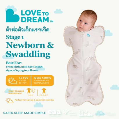 Love To Dream Swaddle Up™ Original Cotton 1.0 TOG Cloud Bunnies