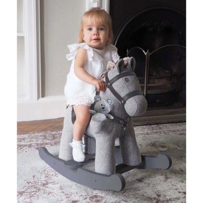 ม้าโยกสีเทาสเตอร์ลิง และหมีแม็ค Little Bird Told Me Stirling & Mac Rocking Horse