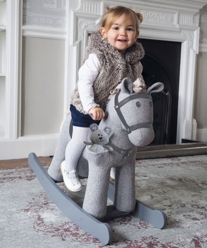 ม้าโยกสีเทาสเตอร์ลิง และหมีแม็ค Little Bird Told Me Stirling & Mac Rocking Horse