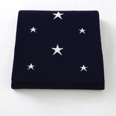 Knitted Baby Blanket -Navy Star
